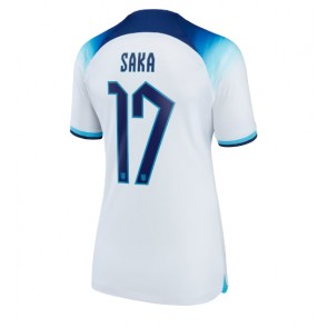 England Bukayo Saka #17 kläder Kvinnor VM 2022 Hemmatröja Kortärmad